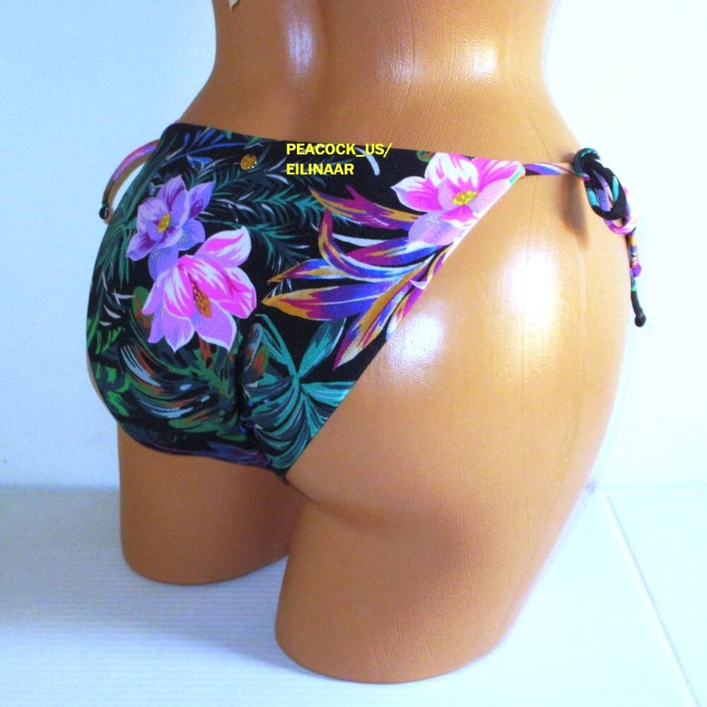 34C/S VICTORIA SECRET SWIM Lace-Up Top Bikini Set Side Tie Cheeky Bottom Floral - Picture 4 of 12